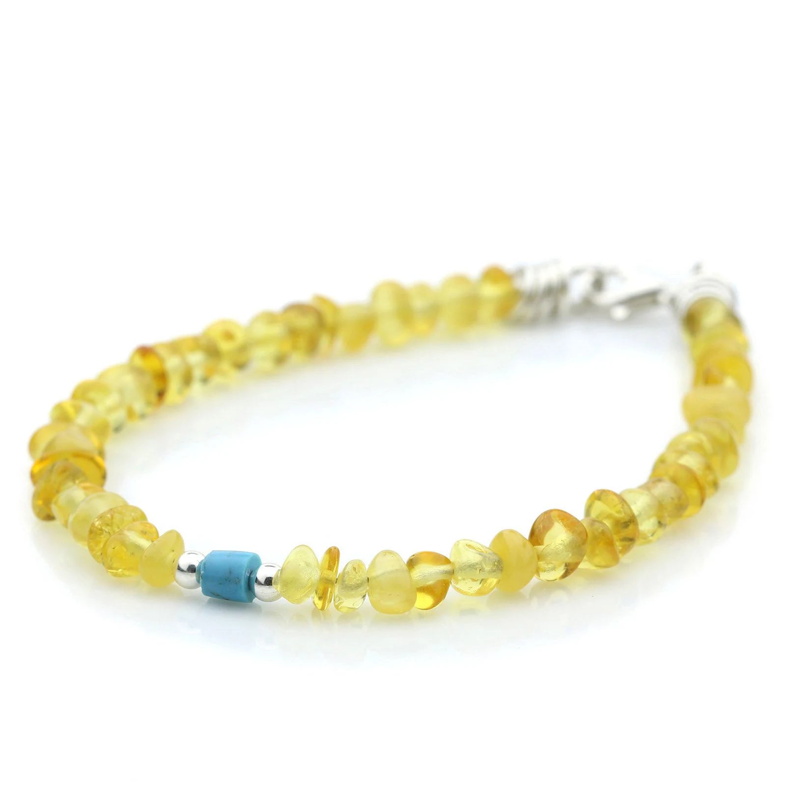 NATURAL BALTIC AMBER TURQUOISE 925 STERLING SILVER BRACELET. SPT05