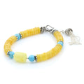 Yellow Baltic amber adult bracelet with turquoise and sterling silver, 18cm