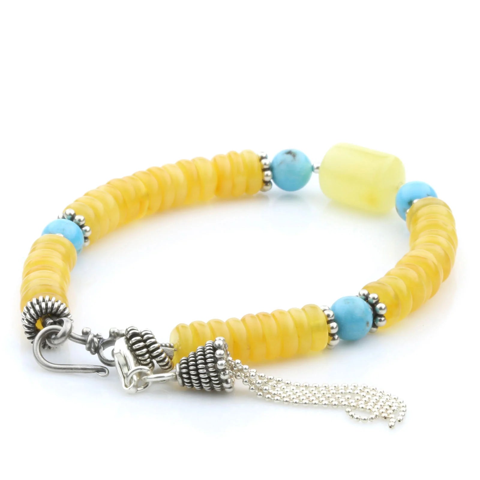 NATURAL BALTIC AMBER TURQUOISE 925 STERLING SILVER BRACELET. SPT06