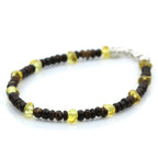 COCONUT WOOD & BALTIC AMBER 925 STERLING SILVER BRACELET. SPT08