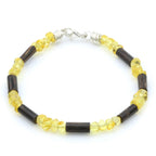 NATURAL BALTIC AMBER PATIKAN WOOD 925 STERLING SILVER BRACELET. SPT10