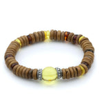 NATURAL BALTIC AMBER WOOD 925 STERLING SILVER BRACELET. SPT11