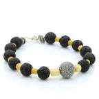 NATURAL BALTIC AMBER LAVA STONE 925 STERLING SILVER BRACELET. SPT14
