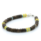 NATURAL BALTIC AMBER WOOD TURQUOISE 925 STERLING SILVER BRACELET. SPT20