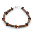 NATURAL BALTIC AMBER SIGIDE VINE WOOD 925 STERLING SILVER BRACELET. SPT24