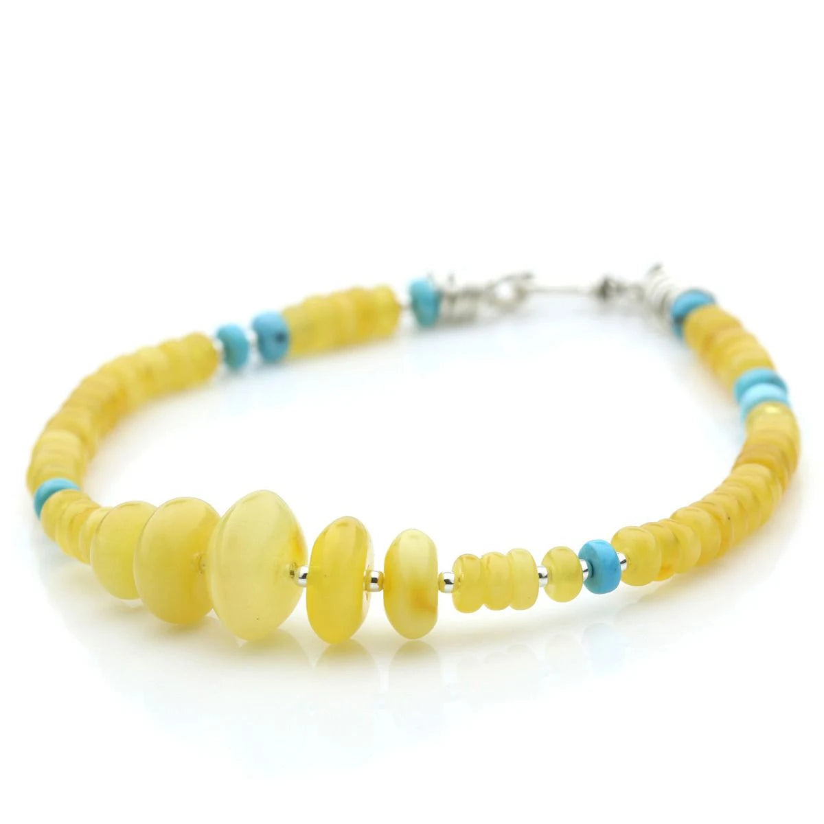 NATURAL BALTIC AMBER TURQUOISE 925 STERLING SILVER BRACELETS. SPT31