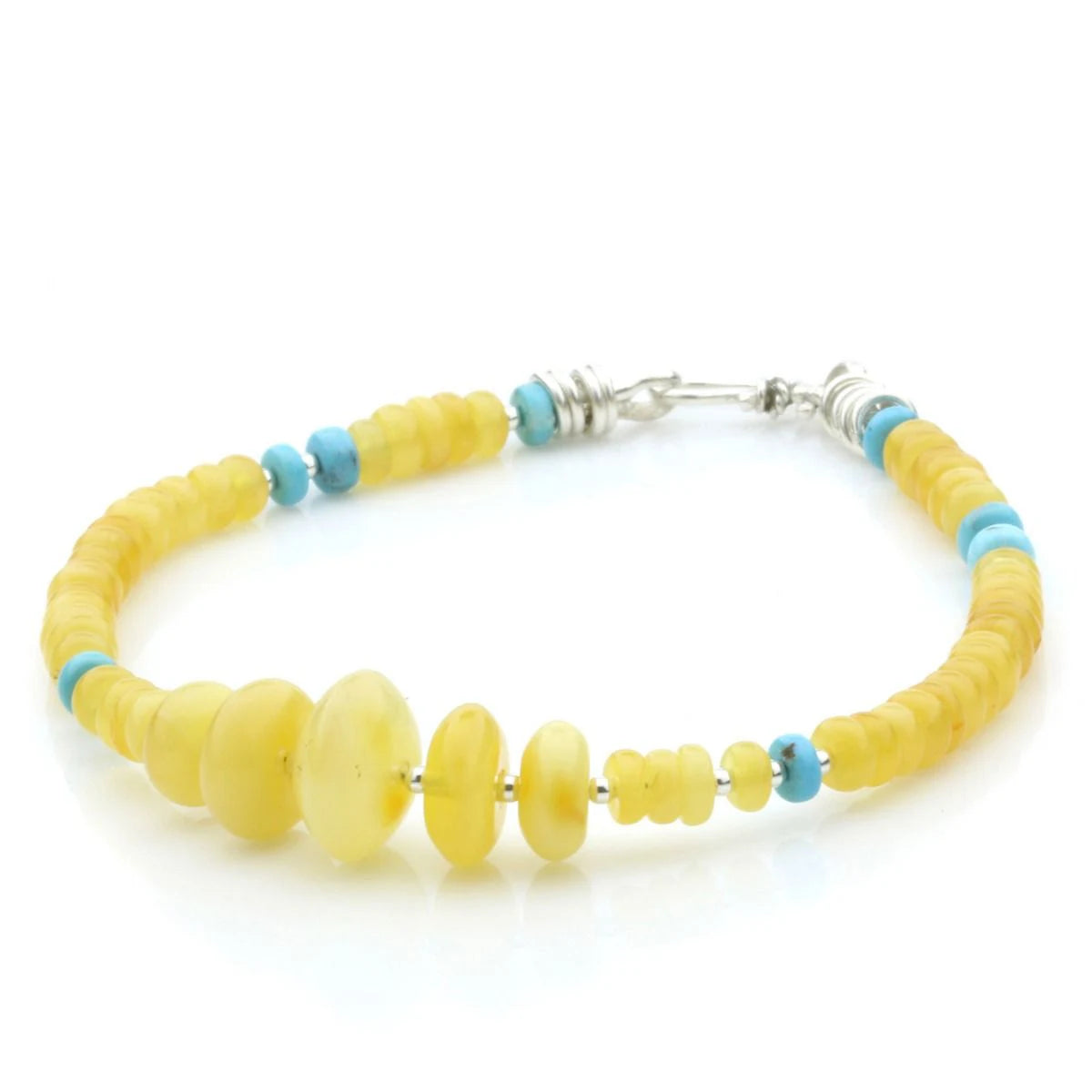 NATURAL BALTIC AMBER TURQUOISE 925 STERLING SILVER BRACELETS. SPT31
