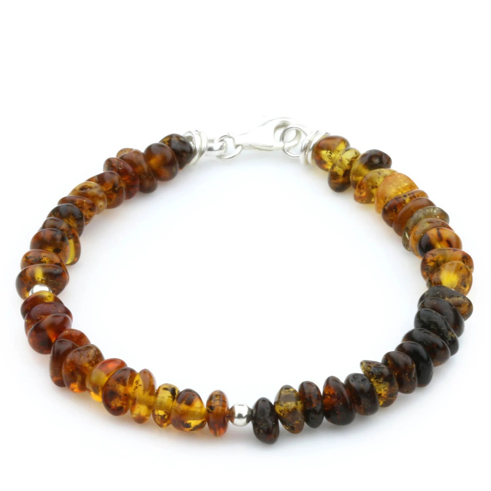 NATURAL BALTIC AMBER 925 STERLING SILVER BRACELET. SPT35