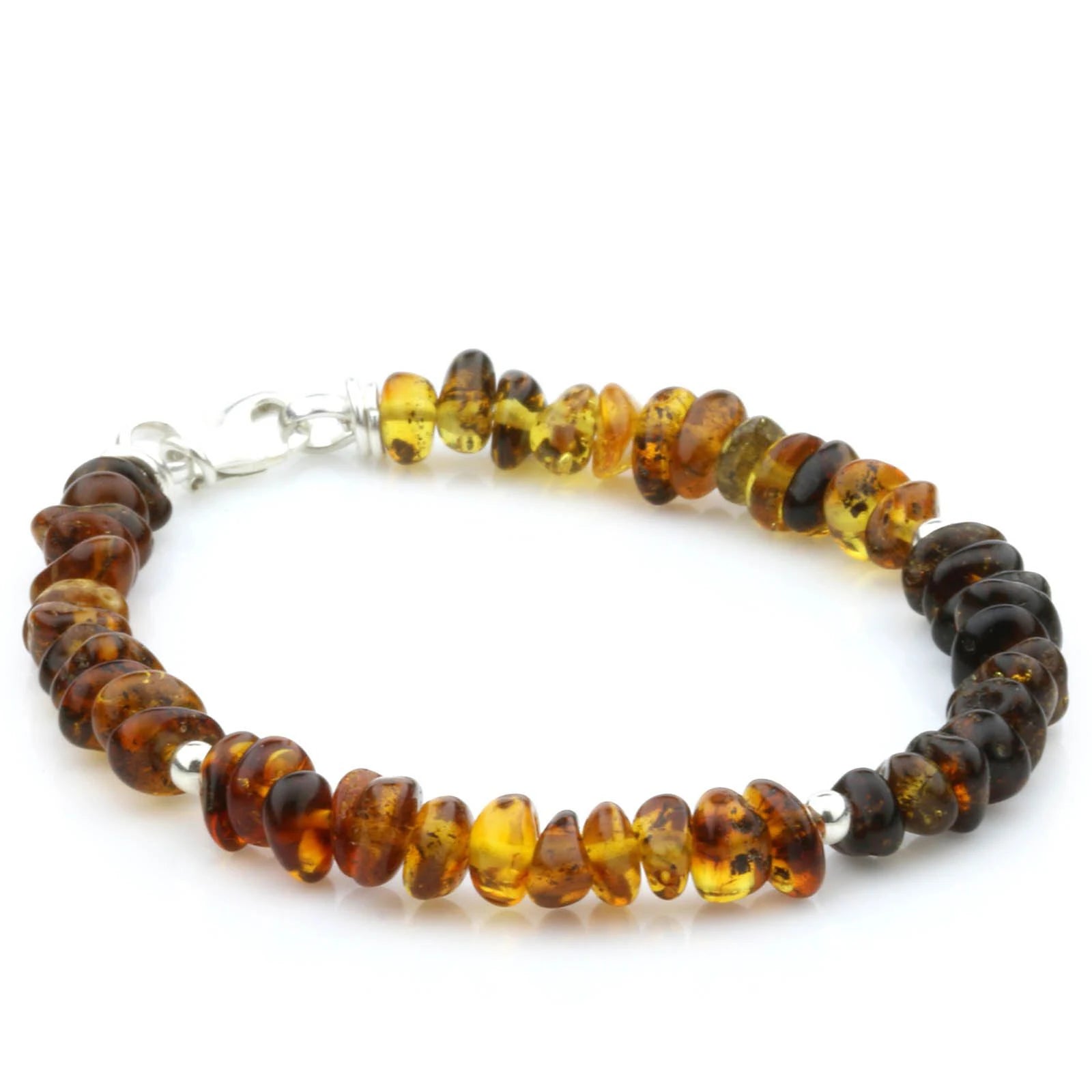 NATURAL BALTIC AMBER 925 STERLING SILVER BRACELET. SPT35
