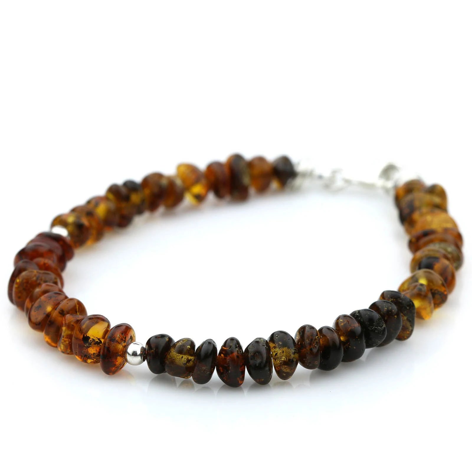NATURAL BALTIC AMBER 925 STERLING SILVER BRACELET. SPT35