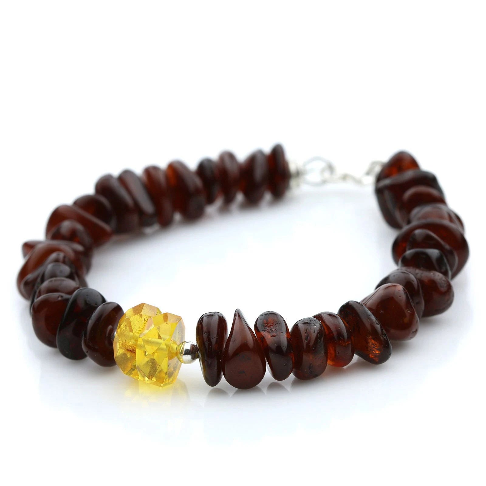 NATURAL BALTIC AMBER 925 STERLING SILVER BRACELET. SPT42
