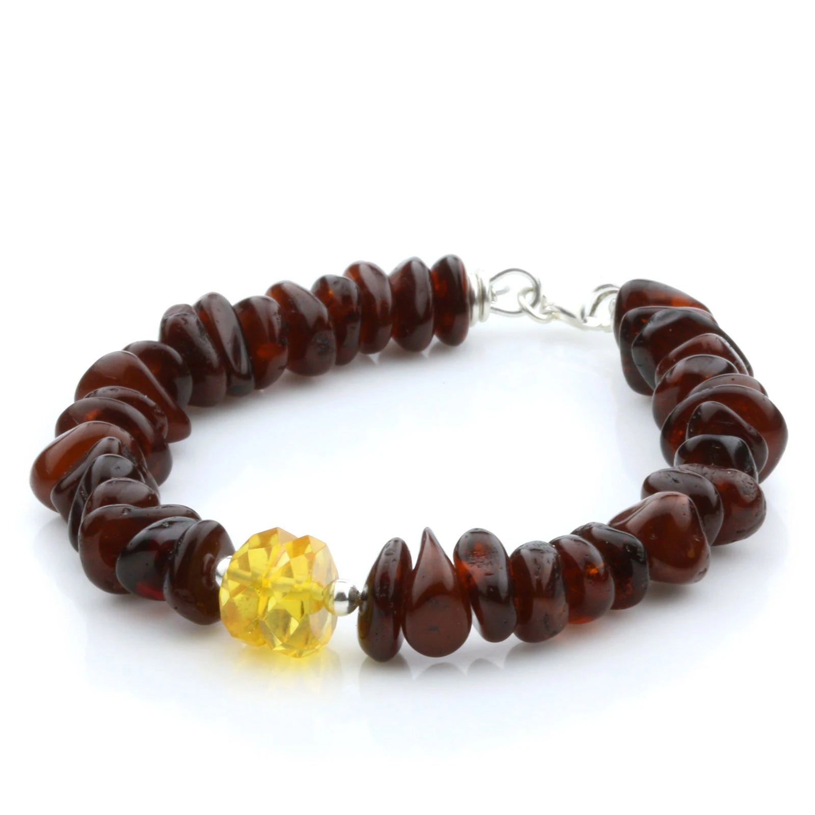 NATURAL BALTIC AMBER 925 STERLING SILVER BRACELET. SPT42