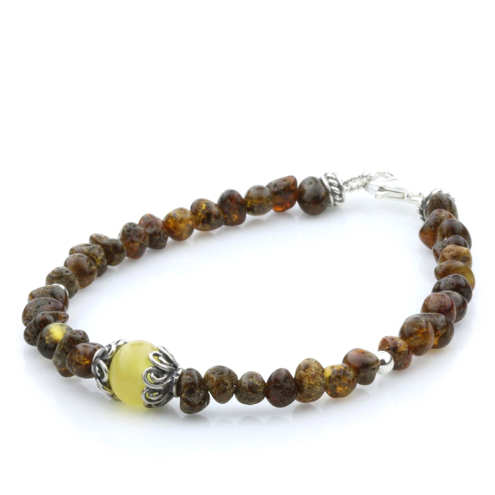NATURAL BALTIC AMBER 925 STERLING SILVER BRACELET. SPT56