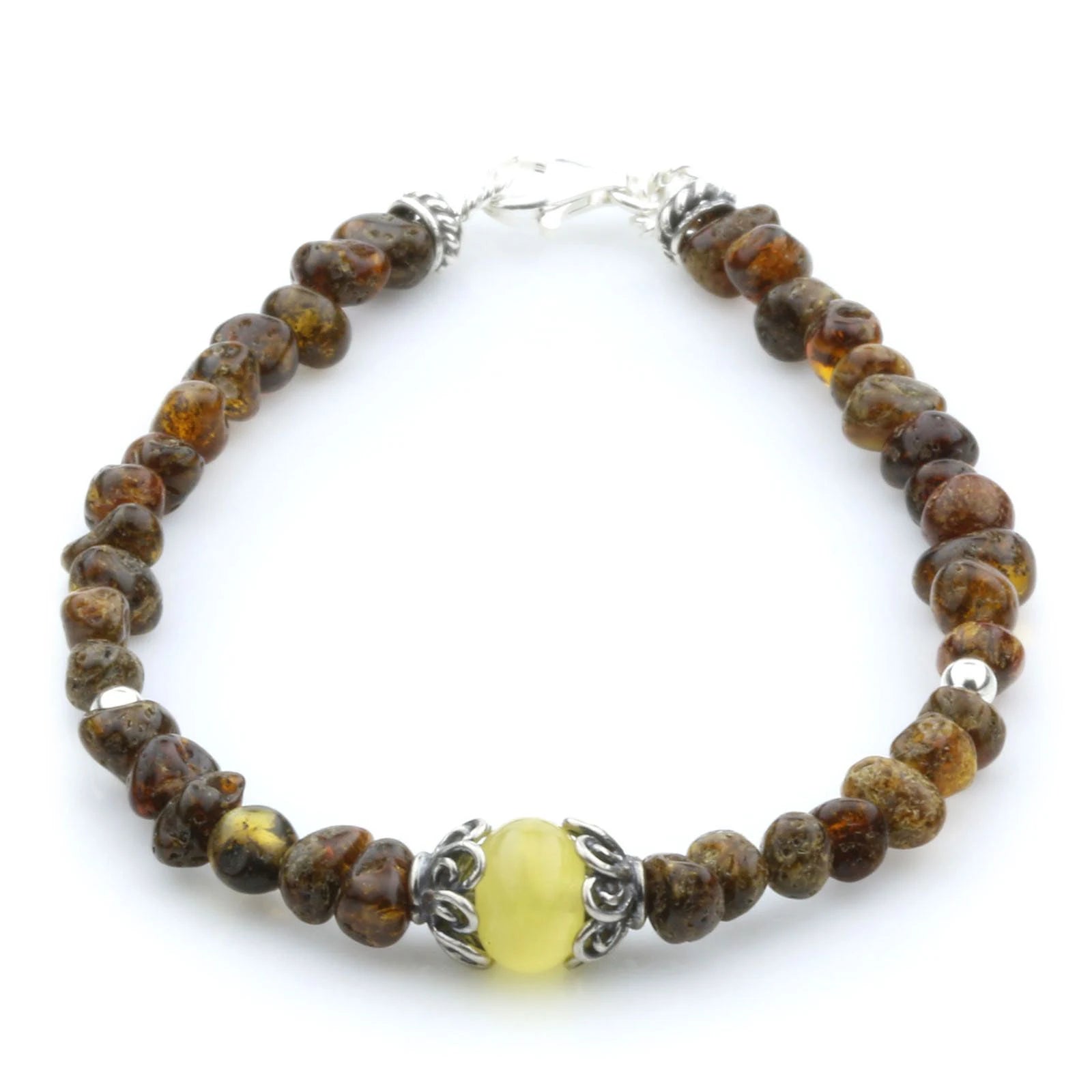 NATURAL BALTIC AMBER 925 STERLING SILVER BRACELET. SPT56