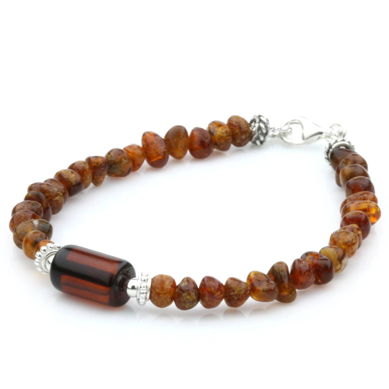 NATURAL BALTIC AMBER 925 STERLING SILVER BRACELET. SPT58