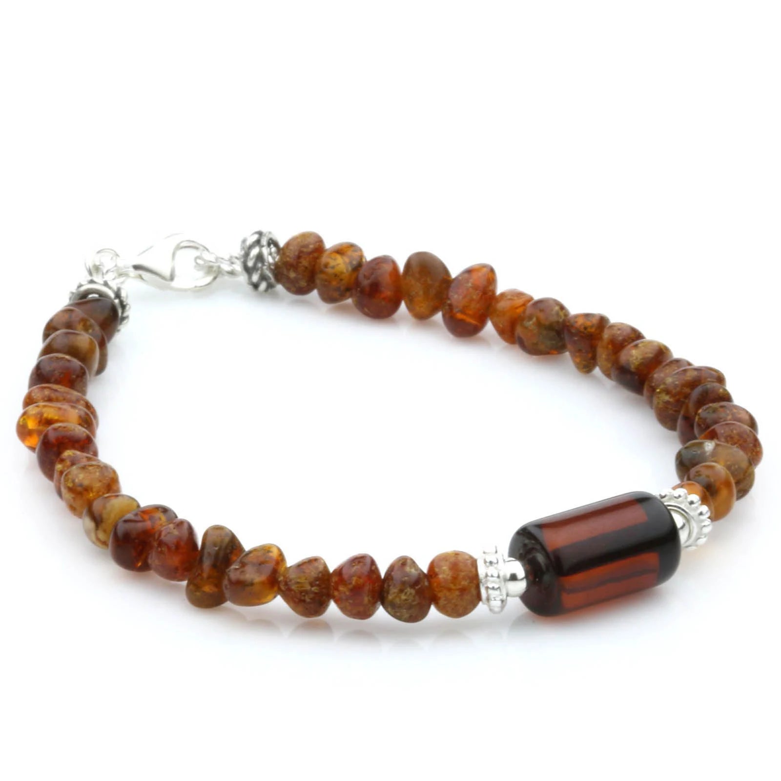 NATURAL BALTIC AMBER 925 STERLING SILVER BRACELET. SPT58