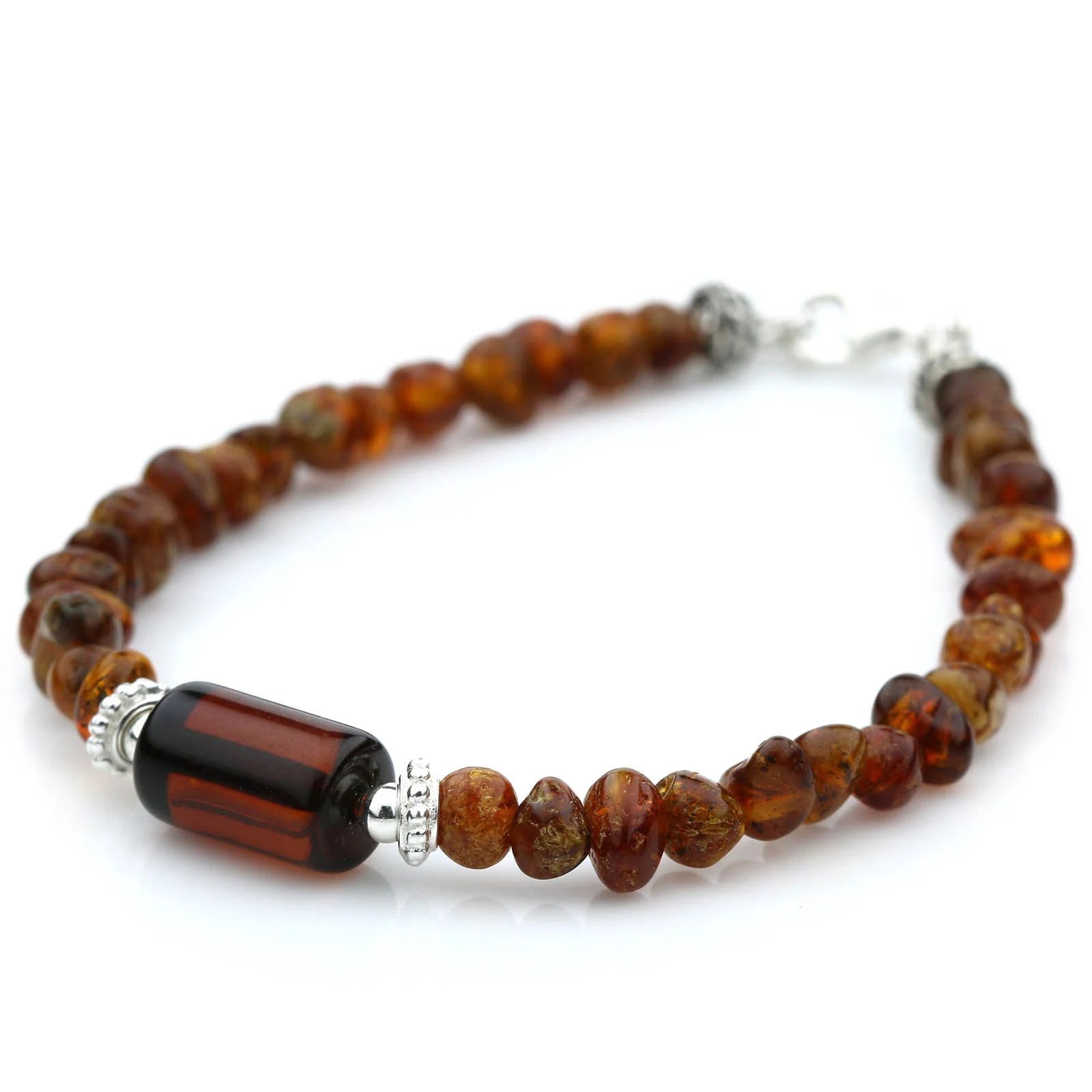 NATURAL BALTIC AMBER 925 STERLING SILVER BRACELET. SPT58