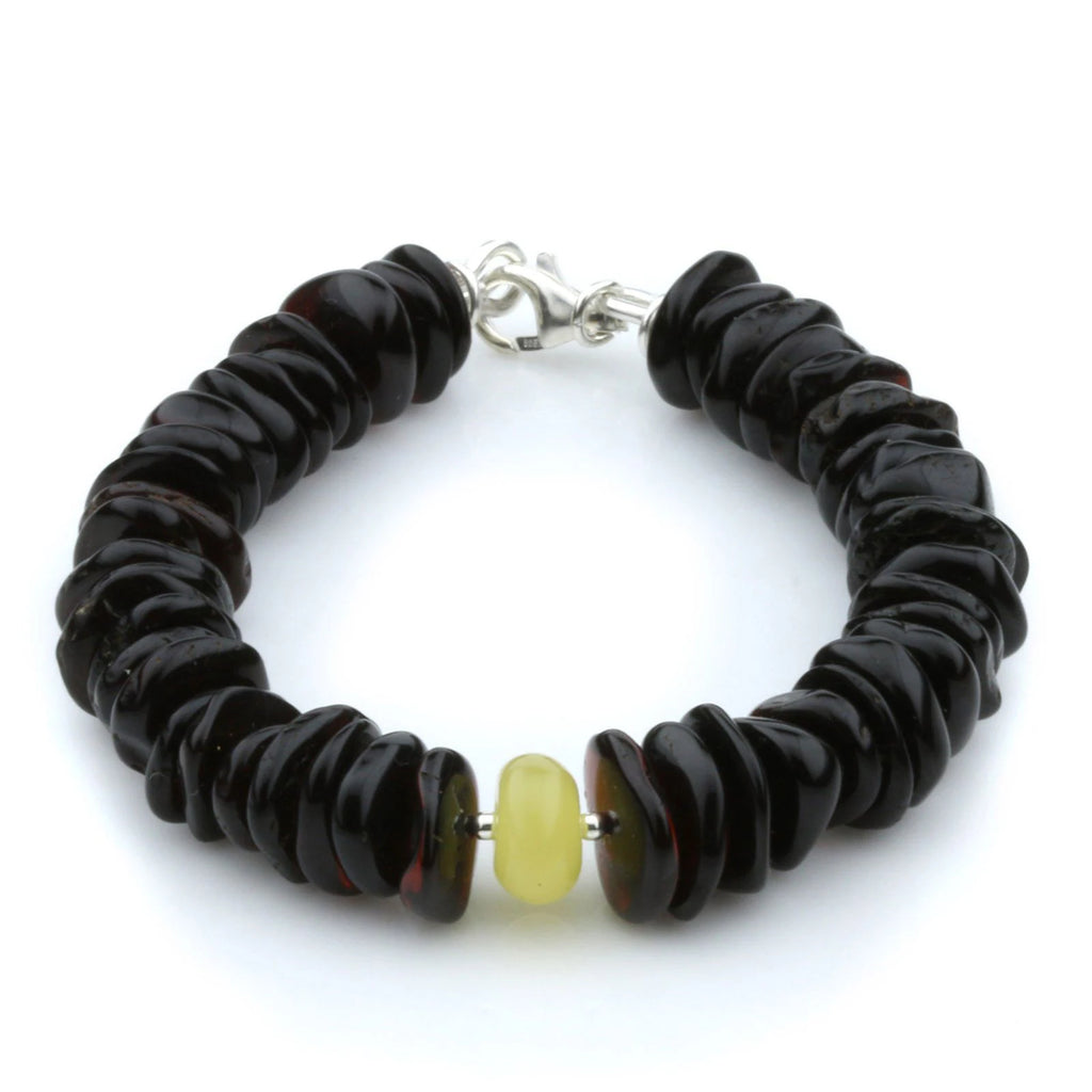 NATURAL BALTIC AMBER 925 STERLING SILVER BRACELET. SPT68