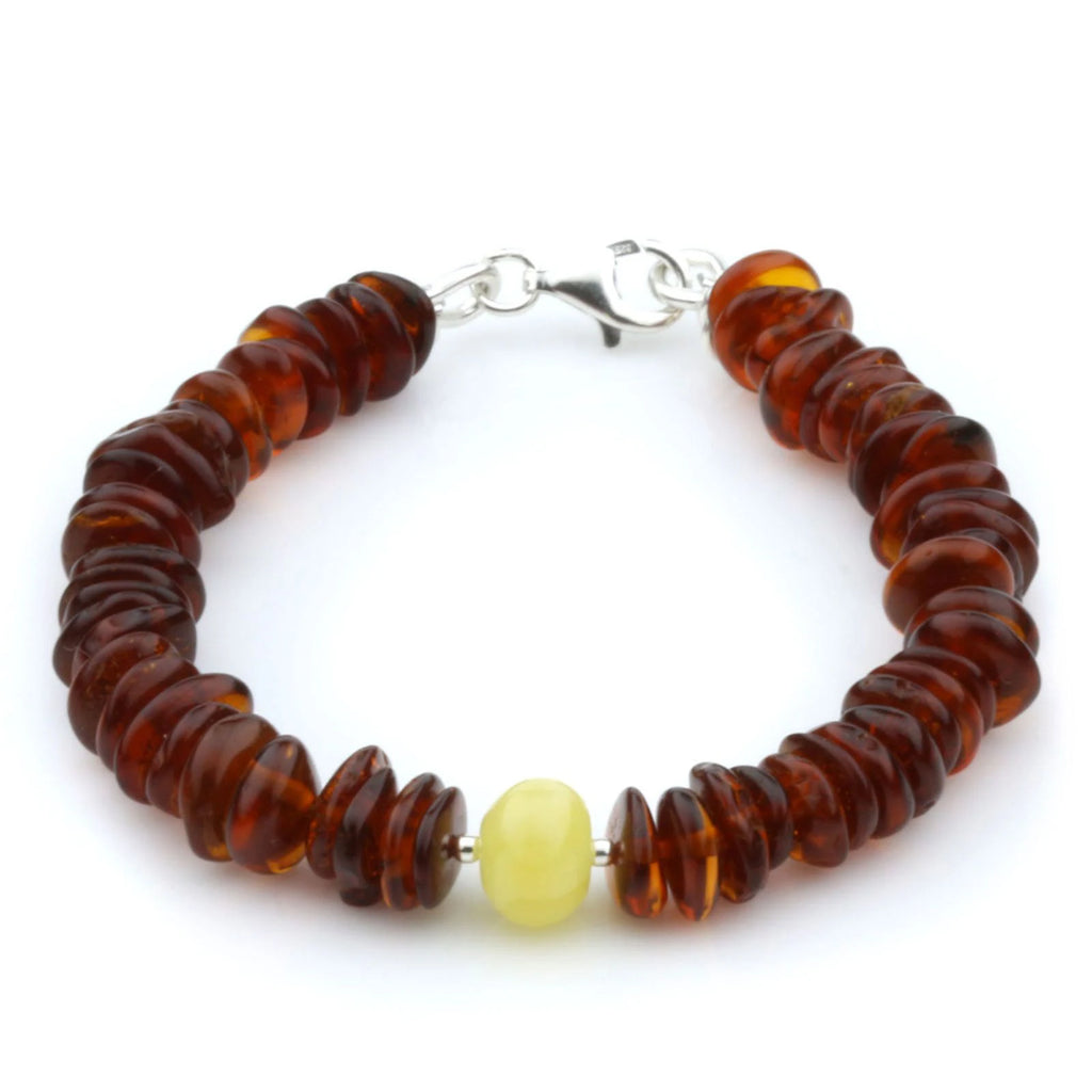 NATURAL BALTIC AMBER 925 STERLING SILVER BRACELET. SPT69