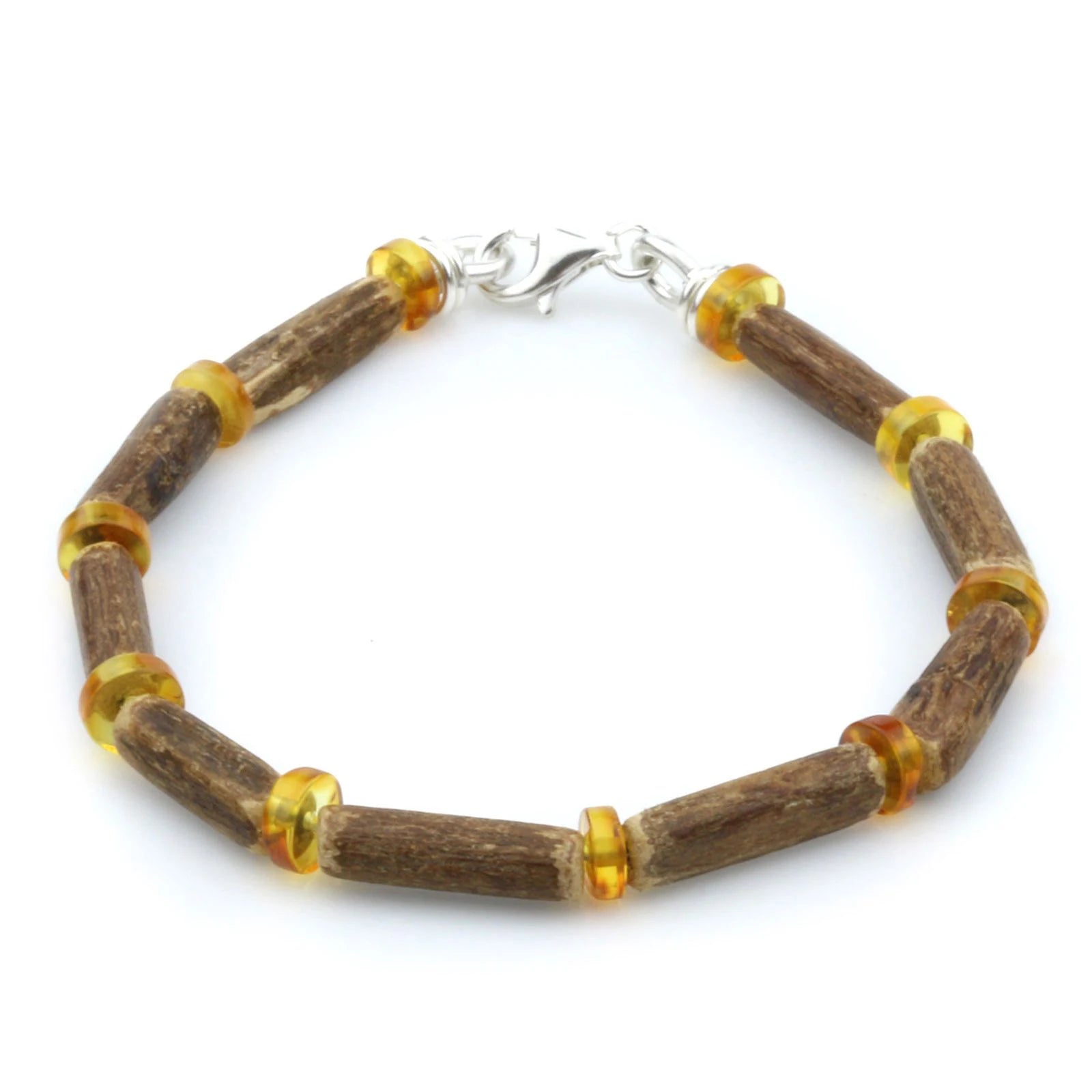NATURAL BALTIC AMBER 925 STERLING SILVER BRACELET. SPT70A