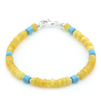 NATURAL BALTIC AMBER TURQUOISE 925 STERLING SILVER BRACELET. SPT77