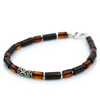 NATURAL BALTIC AMBER WOOD 925 STERLING SILVER BRACELET. SPT78