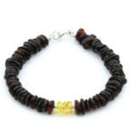 NATURAL BALTIC AMBER TURQUOISE 925 STERLING SILVER BRACELET. SPT91