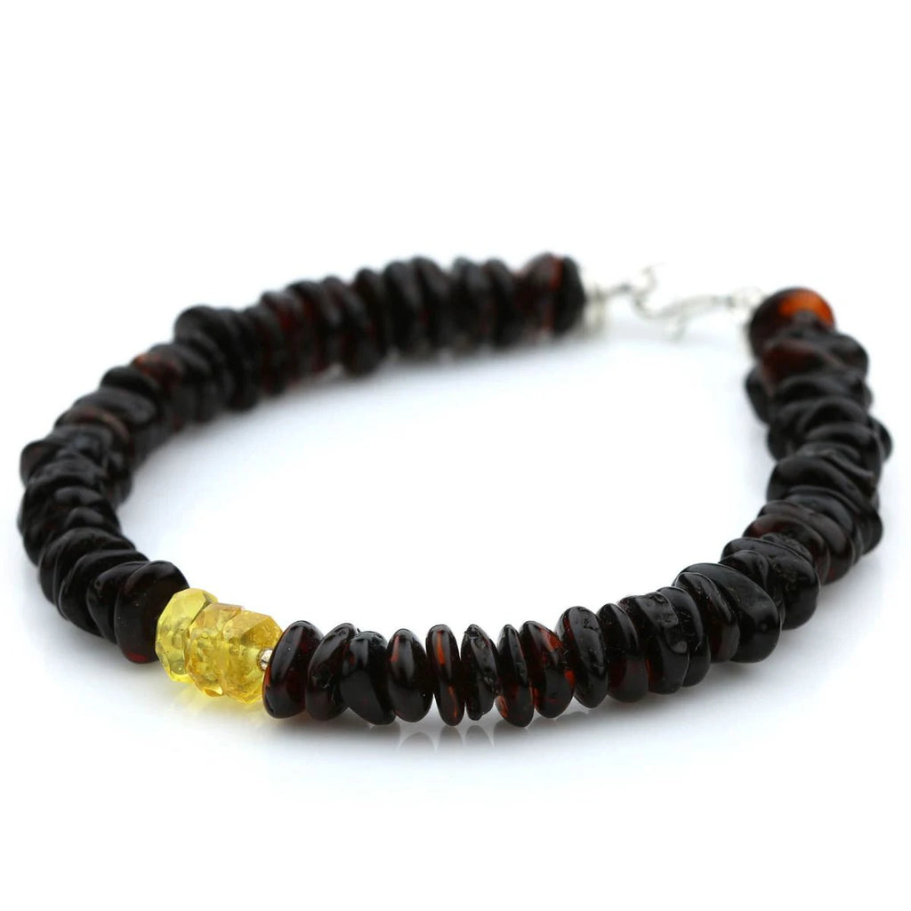 NATURAL BALTIC AMBER TURQUOISE 925 STERLING SILVER BRACELET. SPT91