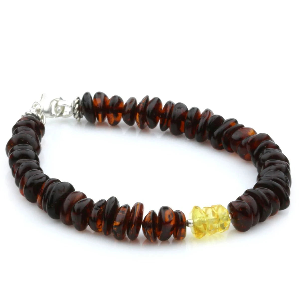 NATURAL BALTIC AMBER 925 STERLING SILVER BRACELET. SPT93