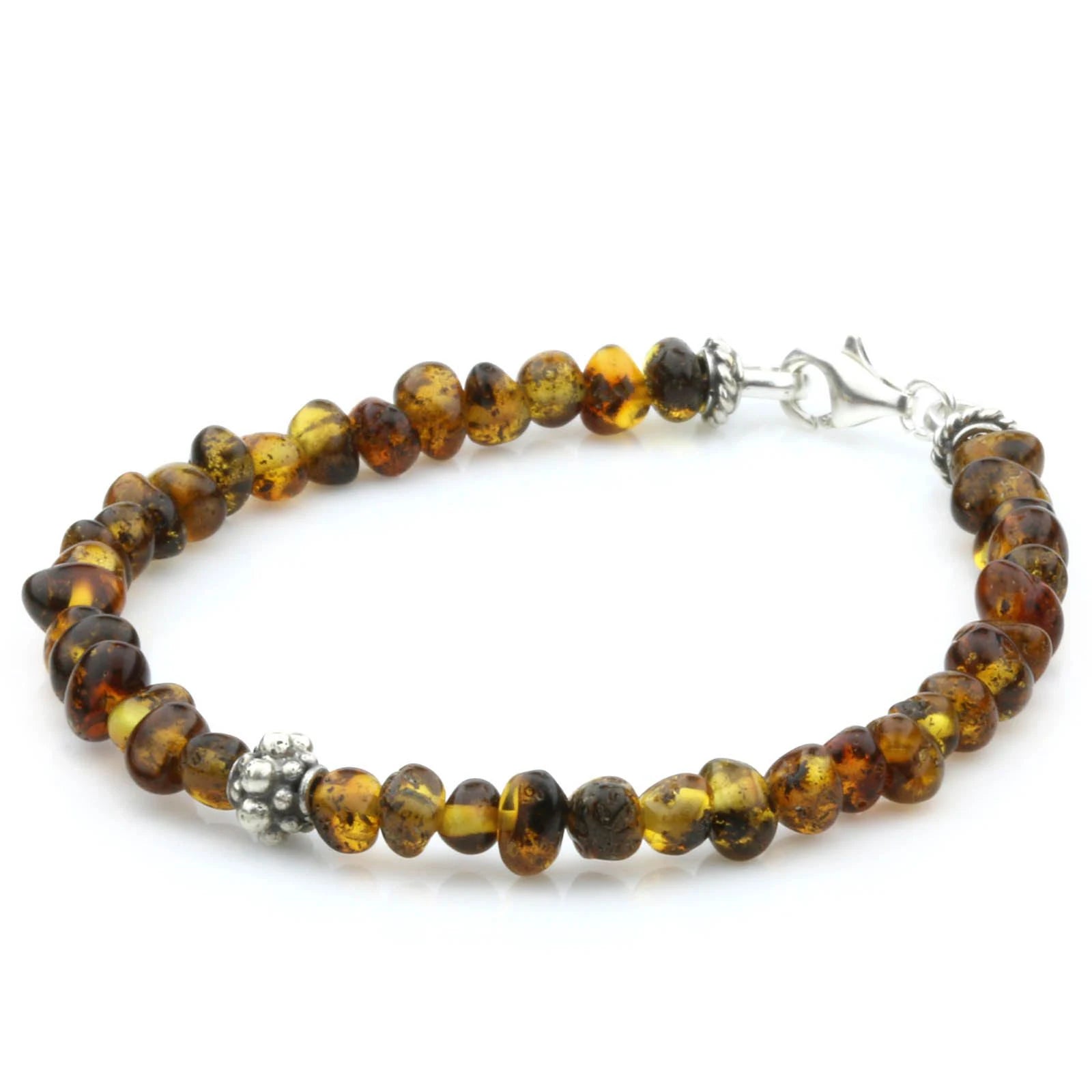 NATURAL BALTIC AMBER 925 STERLING SILVER BRACELET. SPT95