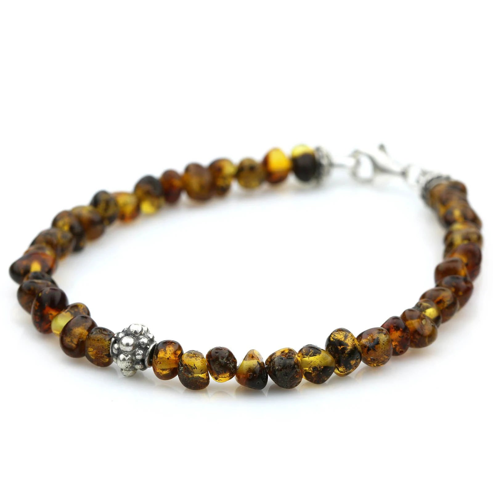 NATURAL BALTIC AMBER 925 STERLING SILVER BRACELET. SPT95