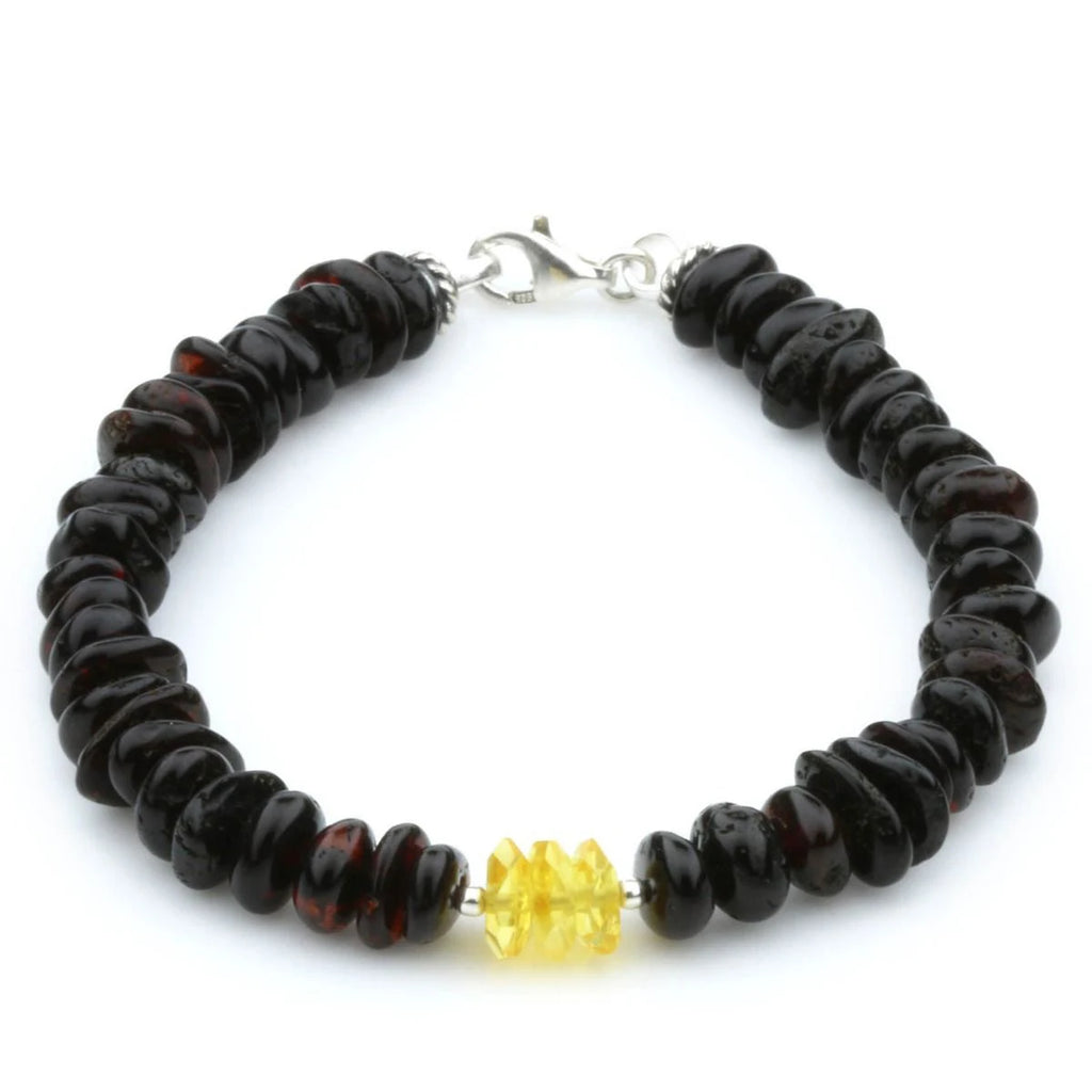 NATURAL BALTIC AMBER TURQUOISE 925 STERLING SILVER BRACELET. SPT96