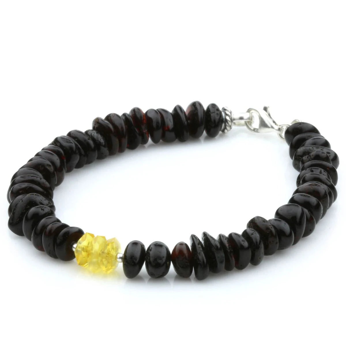 NATURAL BALTIC AMBER TURQUOISE 925 STERLING SILVER BRACELET. SPT96