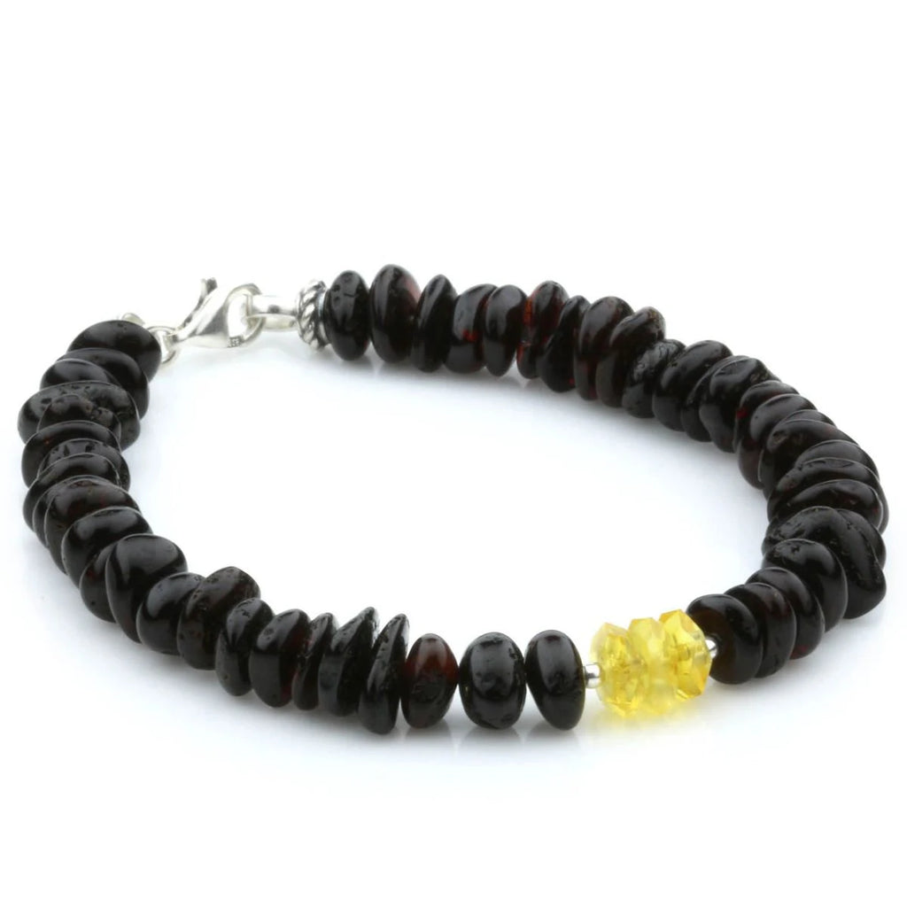 NATURAL BALTIC AMBER TURQUOISE 925 STERLING SILVER BRACELET. SPT96