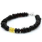 NATURAL BALTIC AMBER TURQUOISE 925 STERLING SILVER BRACELET. SPT96