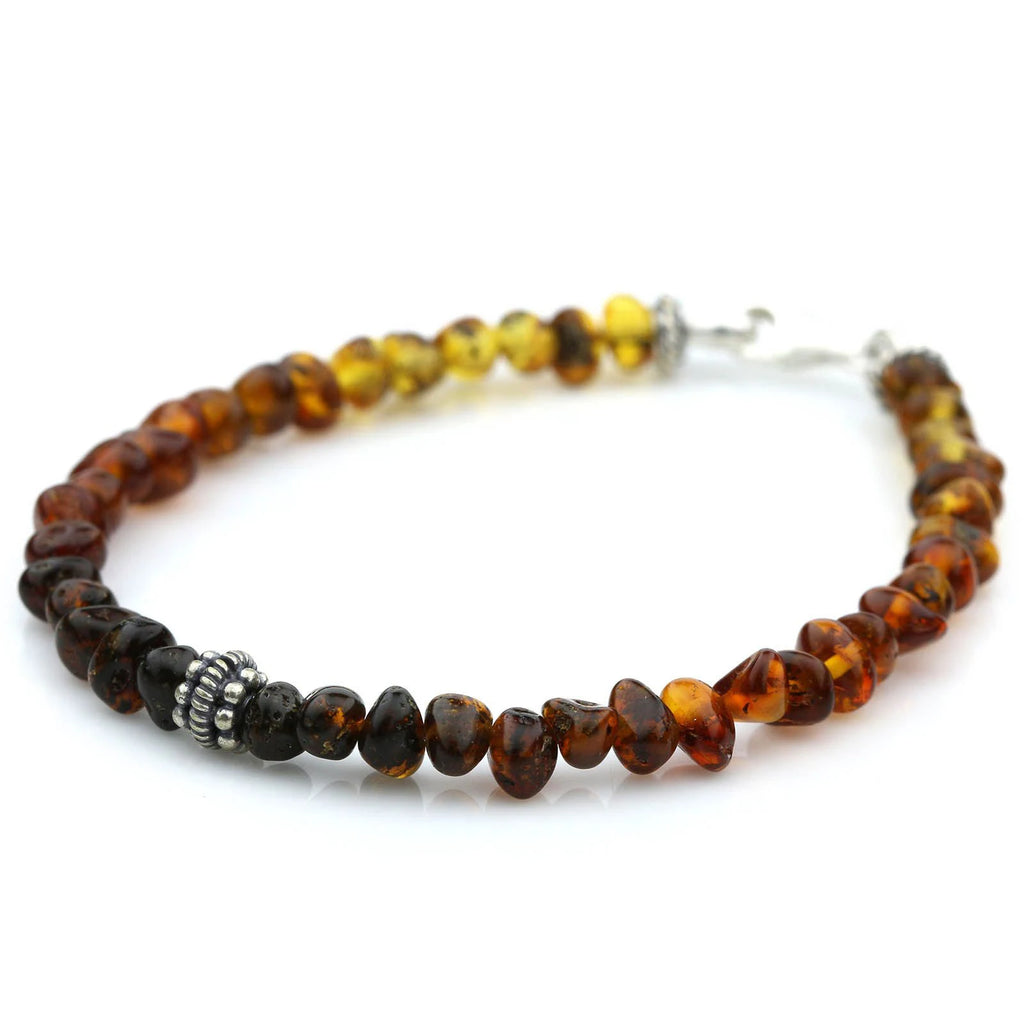 NATURAL BALTIC AMBER 925 STERLING SILVER BRACELET. SPT97