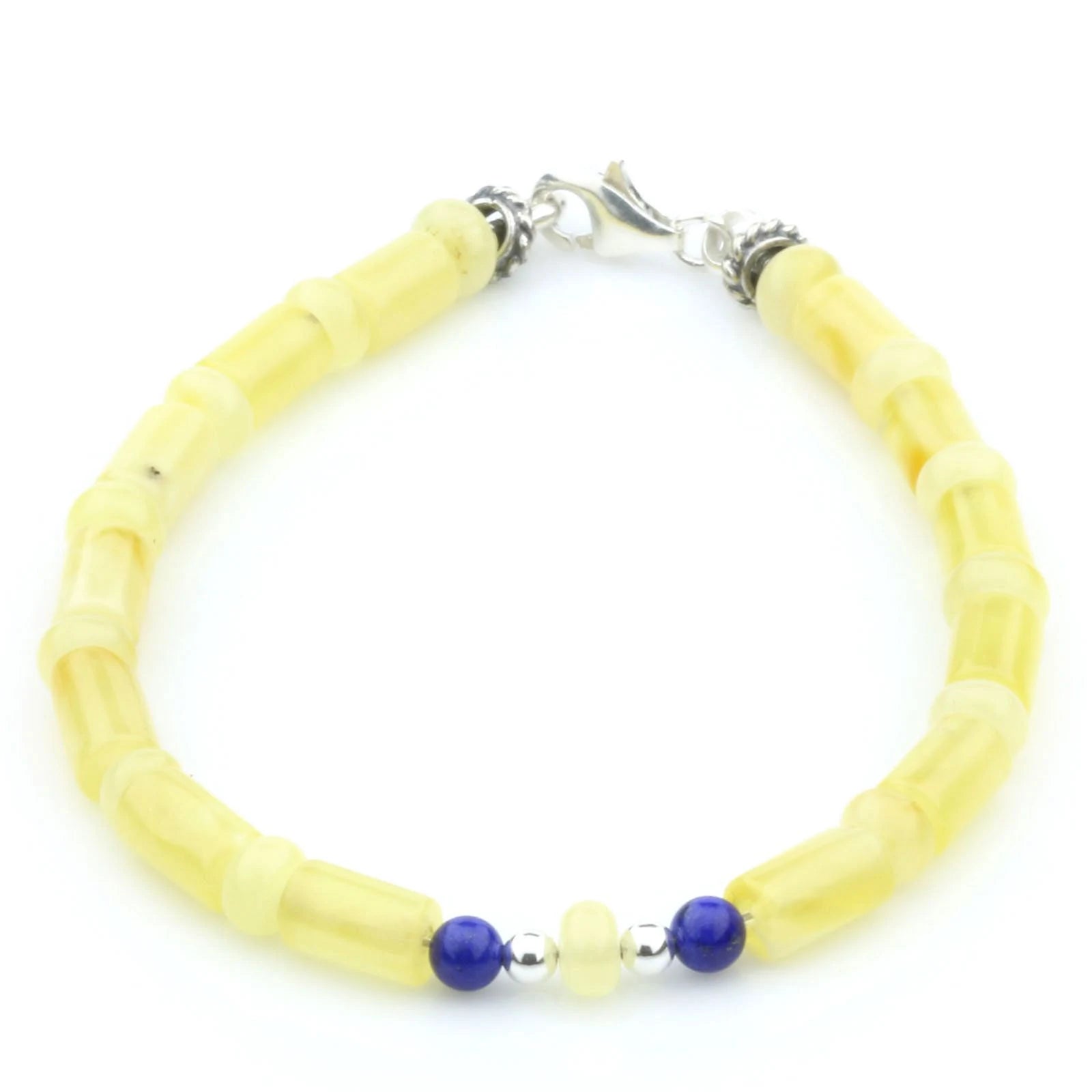 Adult Baltic Amber Lapis 925 Sterling Silver Bracelet. OCT18