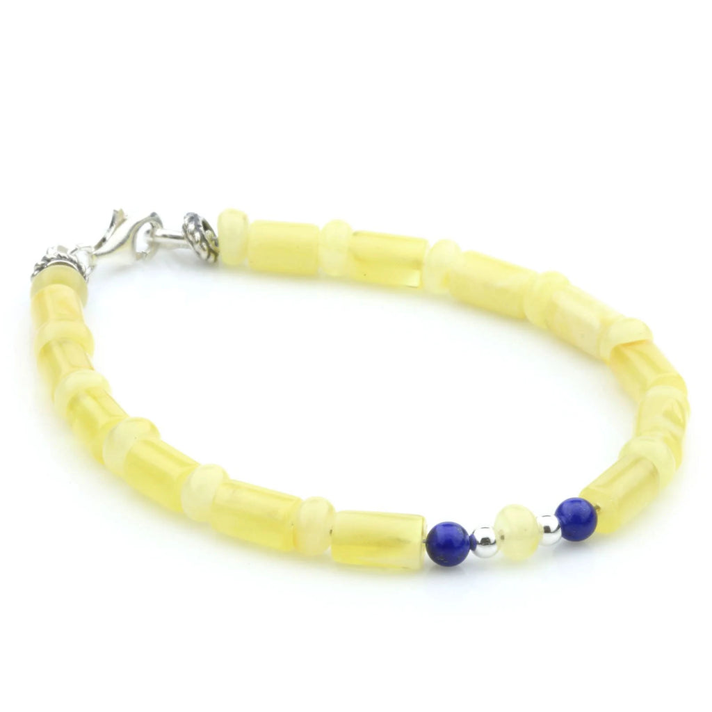 Adult Baltic Amber Lapis 925 Sterling Silver Bracelet. OCT18