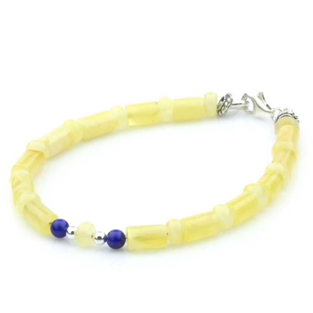 Adult Baltic Amber Lapis 925 Sterling Silver Bracelet. OCT18