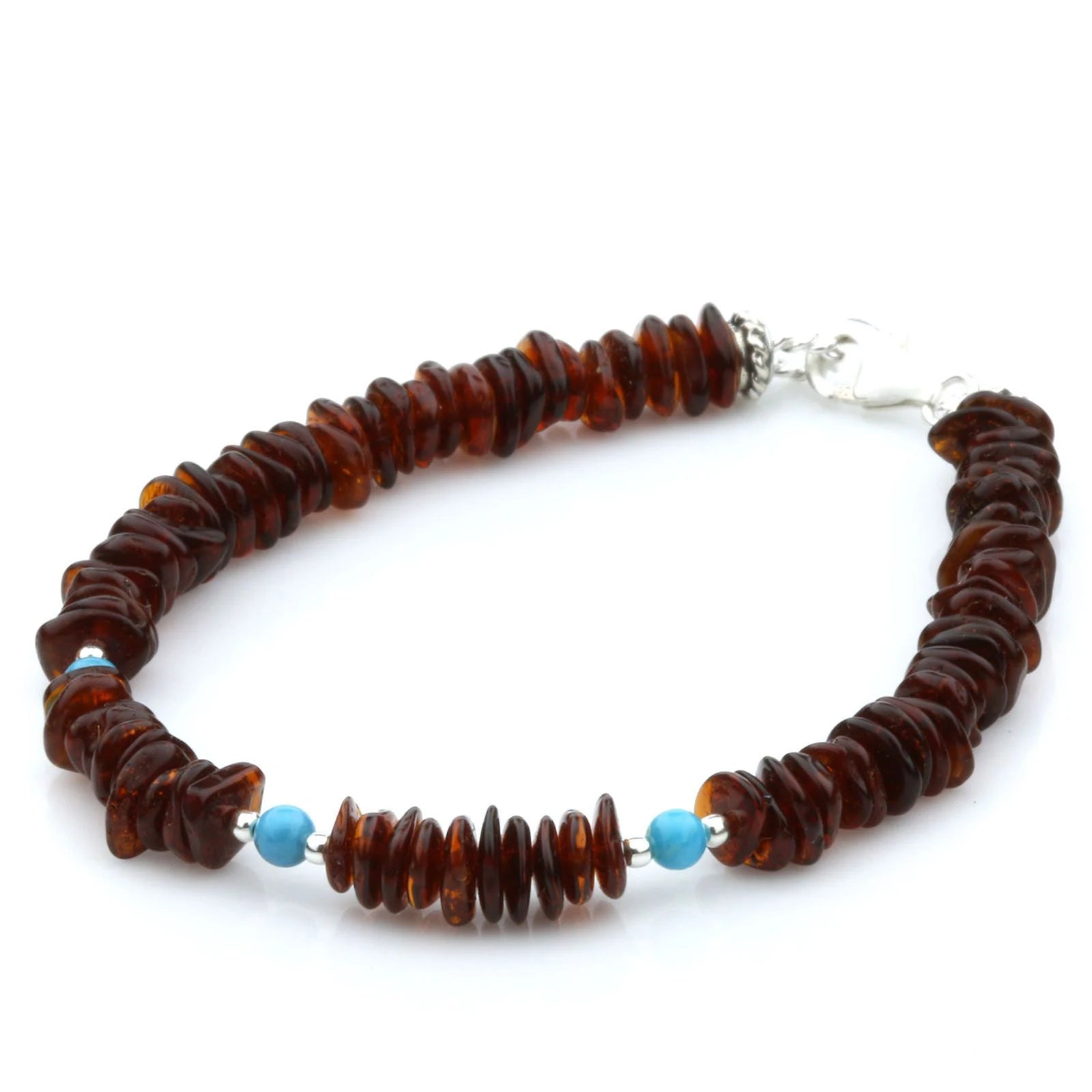 Adult Baltic Amber Turquoise 925 Sterling Silver Bracelet. OCT22