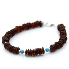 Adult Baltic Amber Turquoise 925 Sterling Silver Bracelet. OCT22