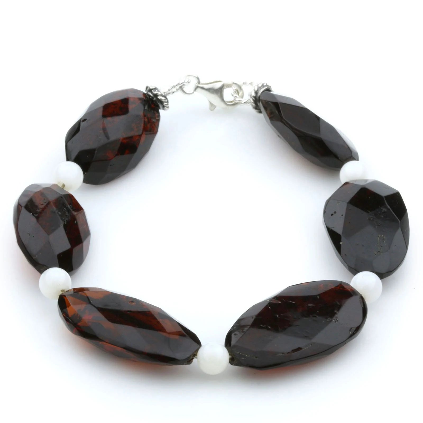 Adult Baltic Amber Shell 925 Sterling Silver Bracelet. OCT43