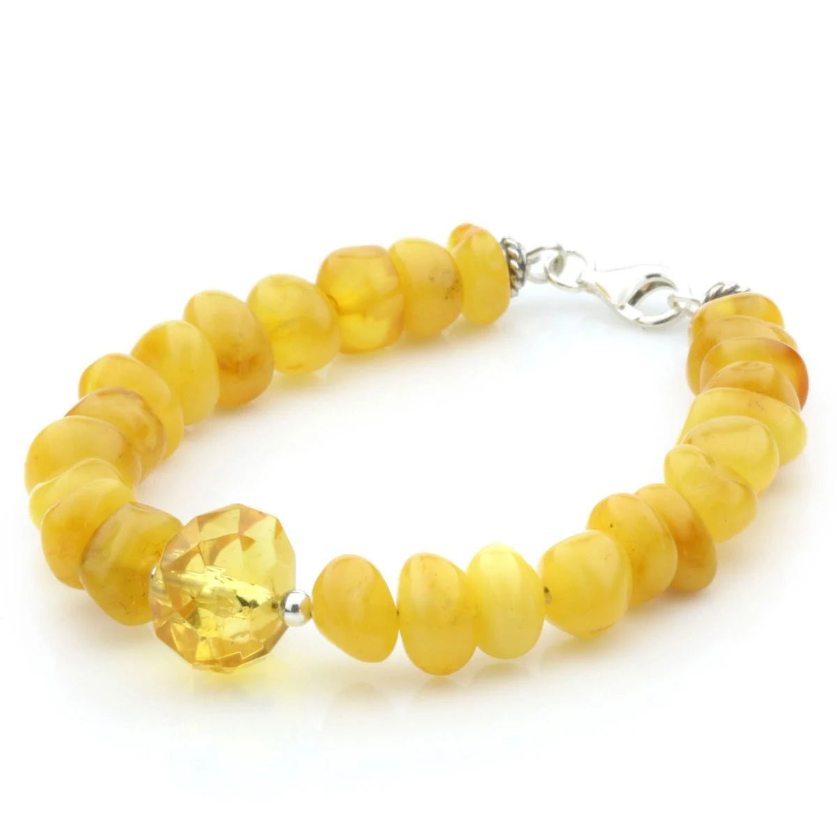 NATURAL BALTIC AMBER 925 STERLING SILVER BRACELET. SPT76