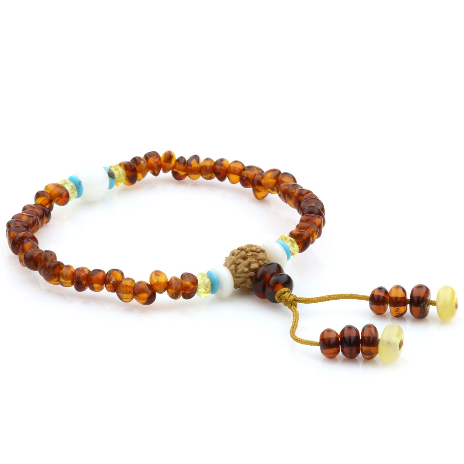 Adult Baltic Amber Shell Turquoise 925 Sterling Silver Bracelet. OCT81