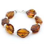 Adult Baltic Amber Shell 925 Sterling Silver Bracelet. OCT90