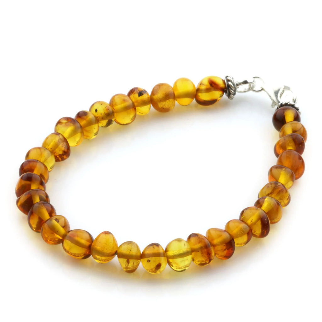 Adult Baltic Amber & 925 Sterling Silver Clasp Bracelet 18cm. SB03