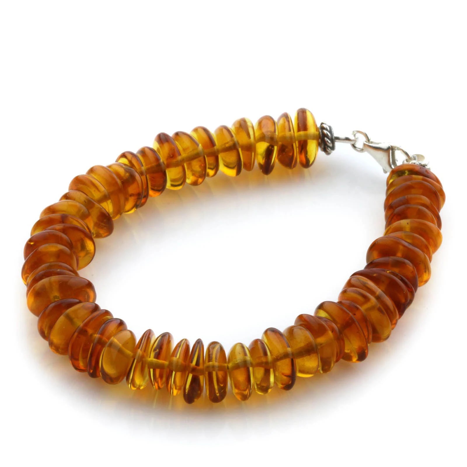 Adult Baltic Amber & 925 Sterling Silver Clasp Bracelet 18cm. SB07