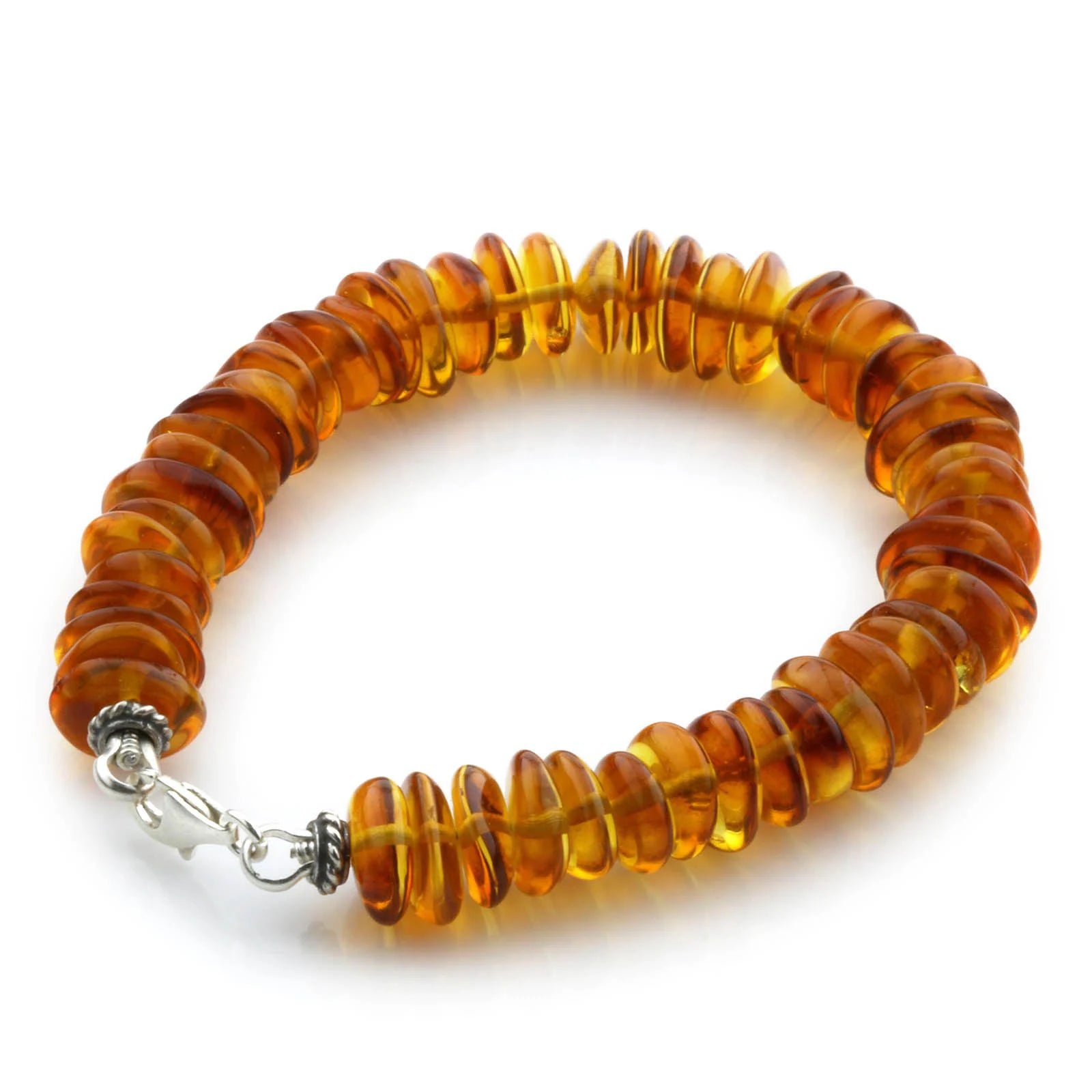 Adult Baltic Amber & 925 Sterling Silver Clasp Bracelet 18cm. SB07