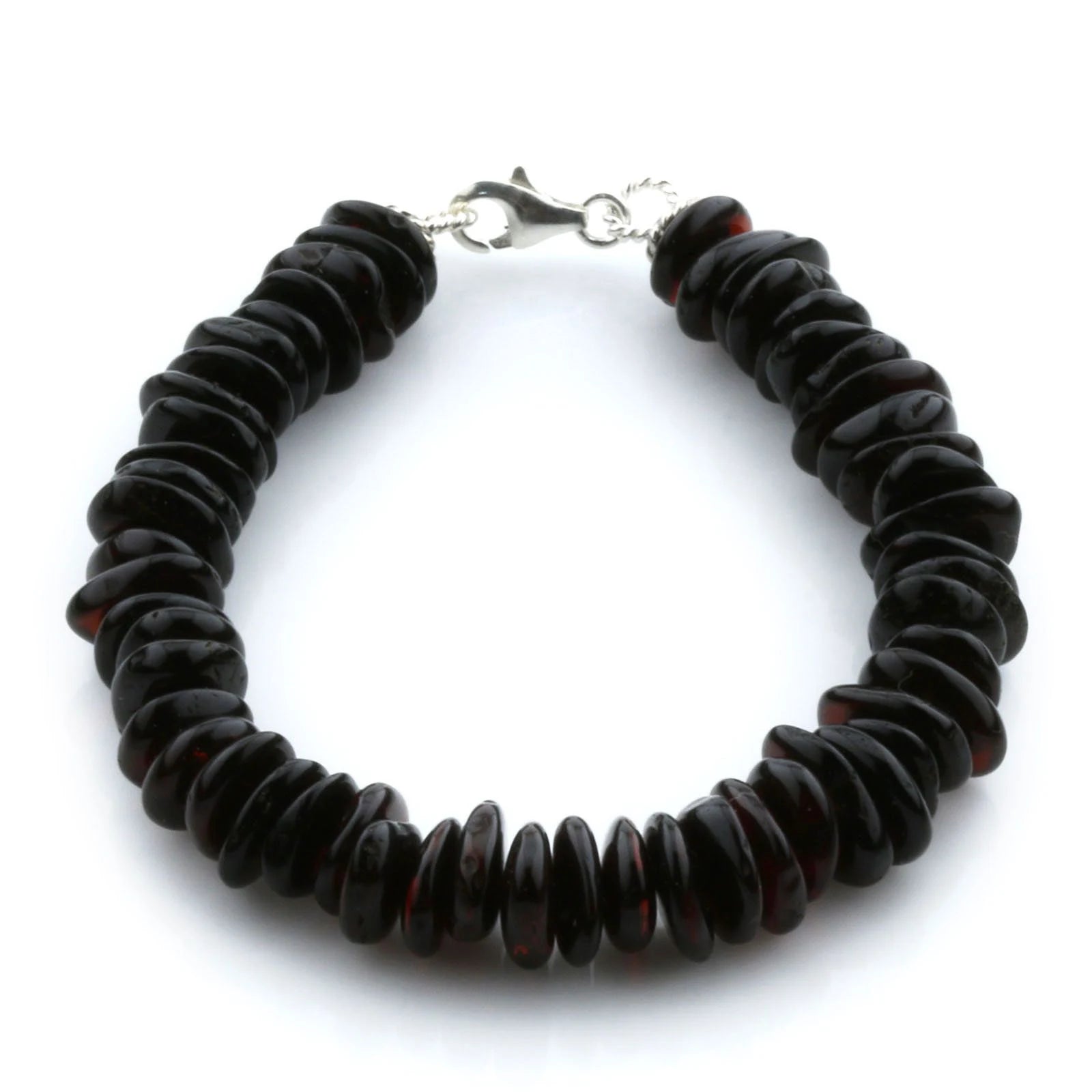Adult Baltic Amber & 925 Sterling Silver Clasp Bracelet 18cm. SB08
