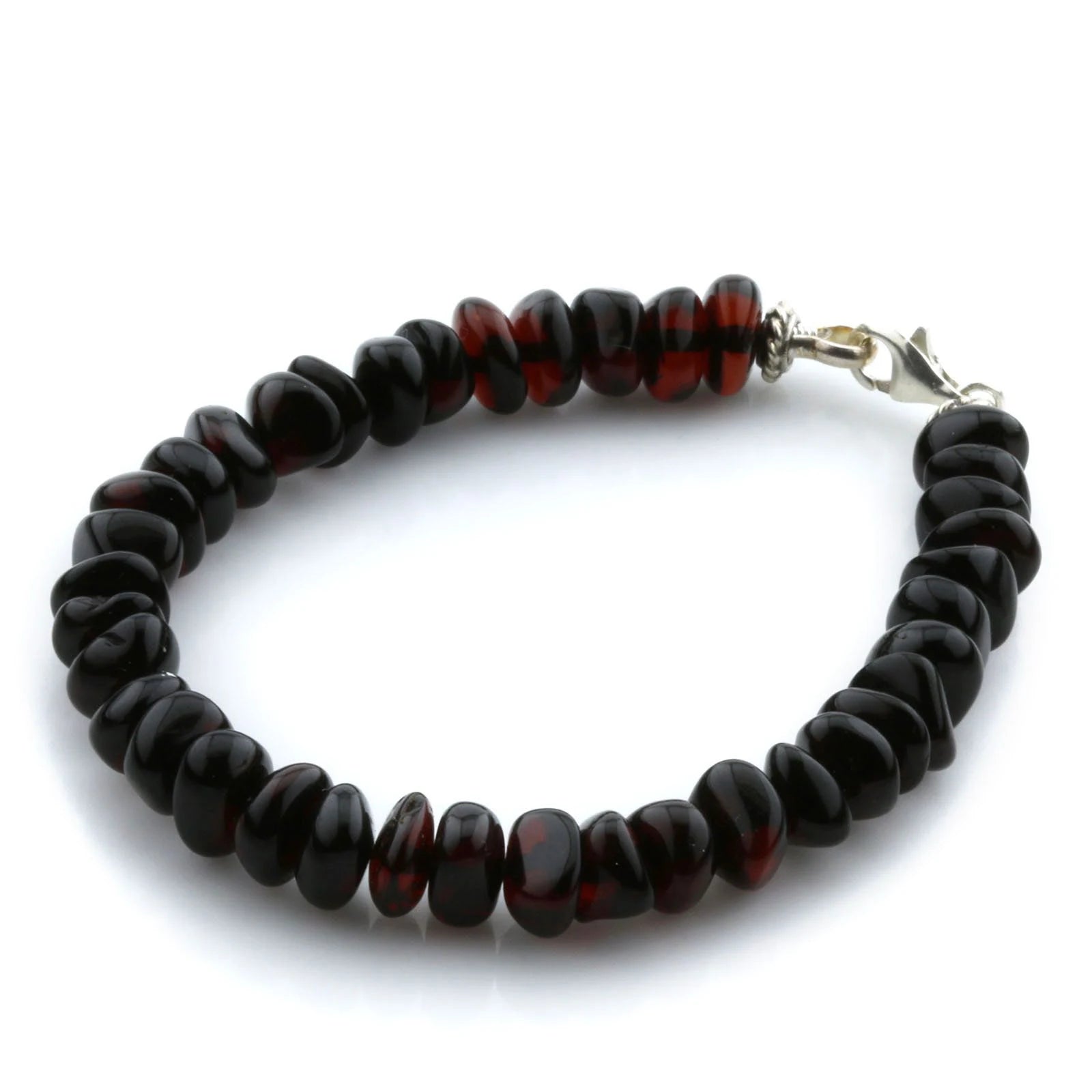 Adult Baltic Amber & 925 Sterling Silver Clasp Bracelet 18cm. SB10